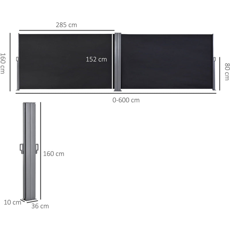 Double Pull Out Side Awning, 6 x 1.6m