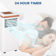 HOMCOM 7000 BTU 4-In-1 Compact Portable Mobile Air Conditioner Unit Cooling Dehumidifying Ventilating w/ Fan Remote LED Display 24 Hr Auto Shut-Down Homcom