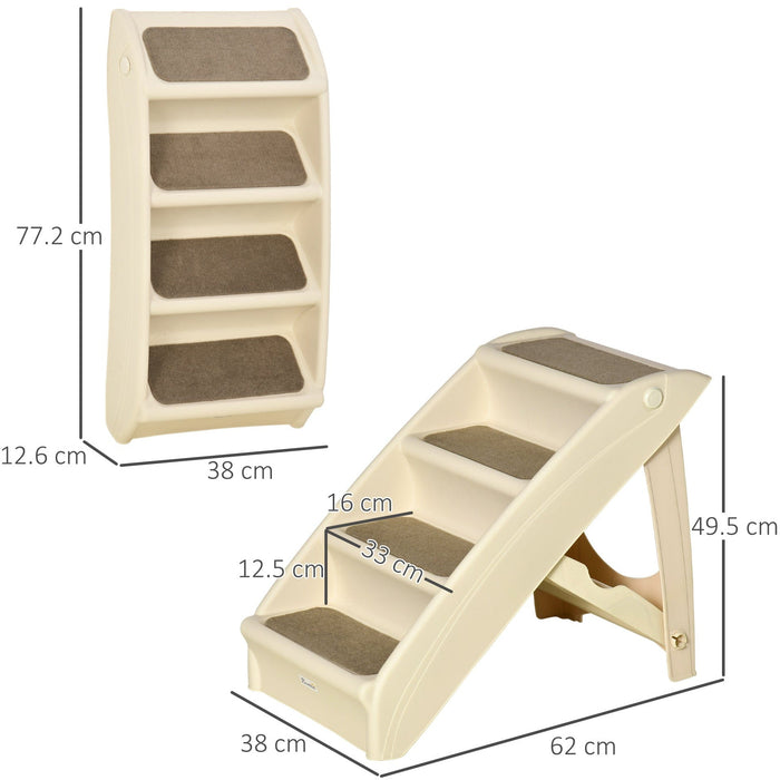 Beige 4-Step Pet Stairs (62x38x49.5cm)