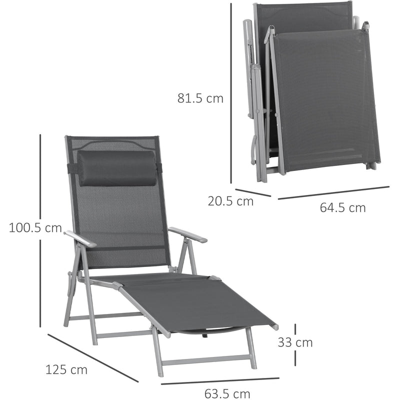 Folding Sun Lounger With Pillow