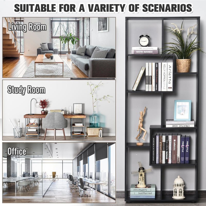 70cm Wide Bookcase, Modern Geometric Display Storage Unit