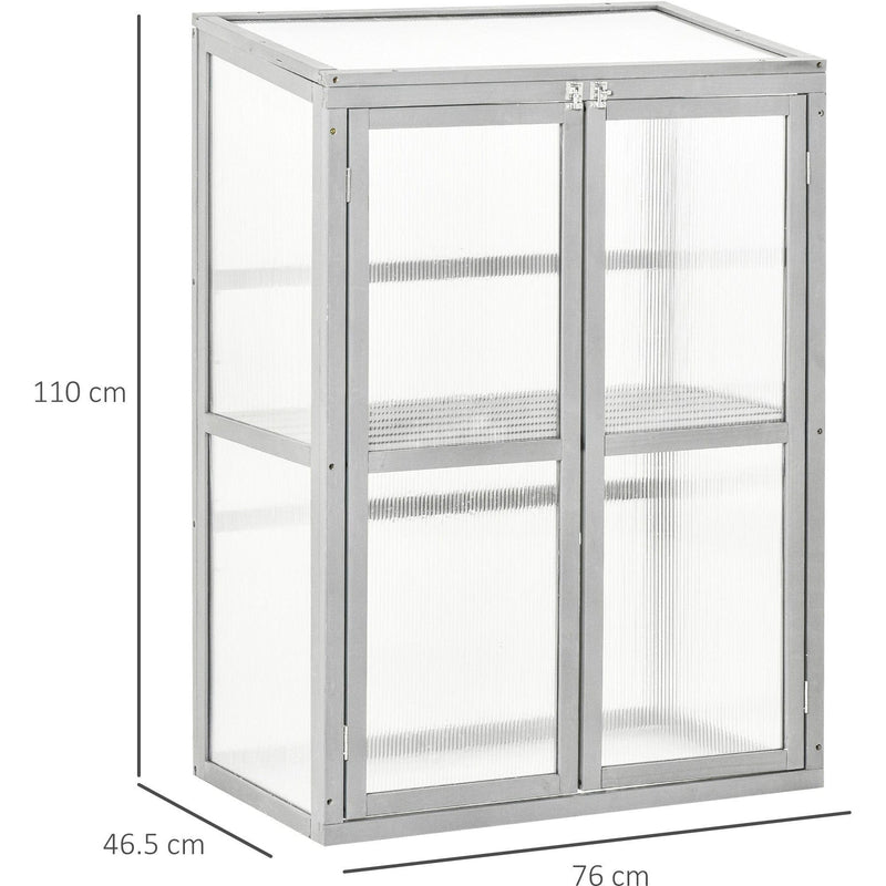 Garden Polycarbonate Cold Frame, L76xW47xH110cm, Grey