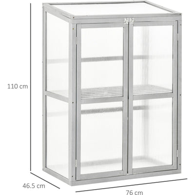 Garden Polycarbonate Cold Frame, L76xW47xH110cm, Grey Outsunny