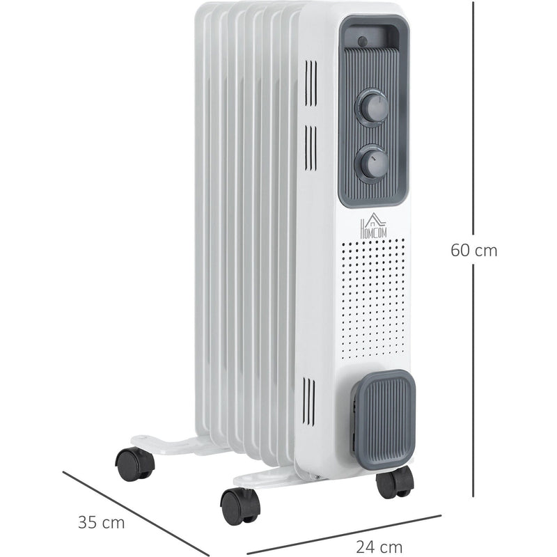Oil Filled Radiator, Three Modes, Adjustable Thermostat, White, 1630W
