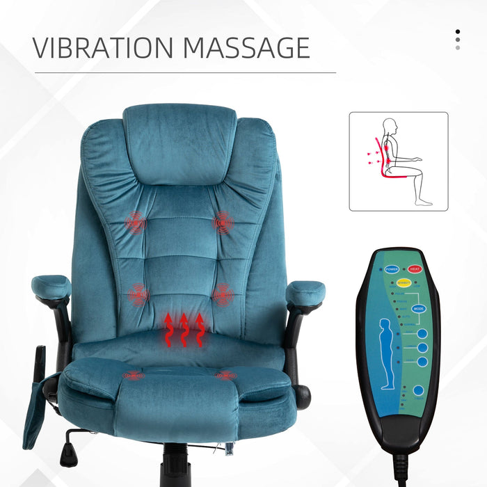 Blue Velvet Heated Massage Chair