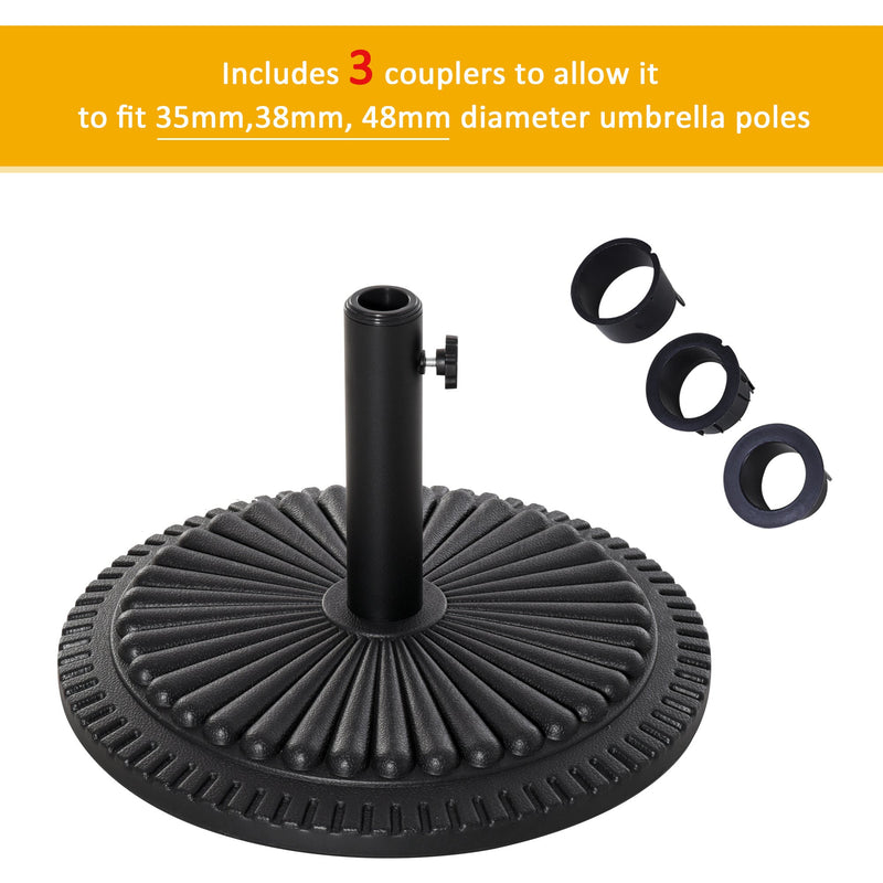 Outsunny Garden 15kg Round Parasol Base Cement Outdoor Umbrella Weight Stand Black Outsunny