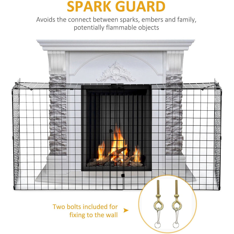 Extendable Fire Guard Screen, Black, W81.5 - 160x D44x H68cm
