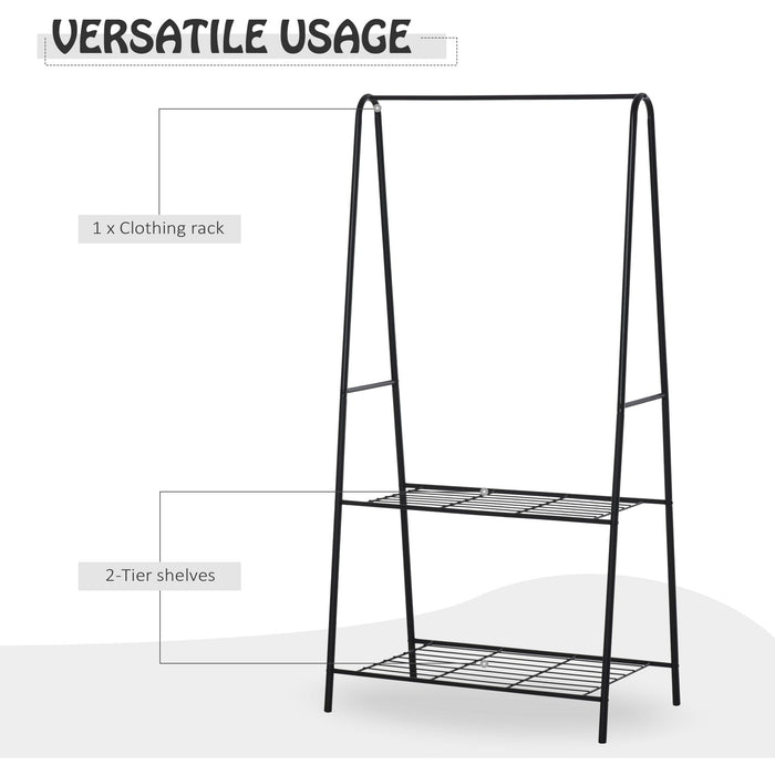 Black Metal Clothes Rack with Shelving