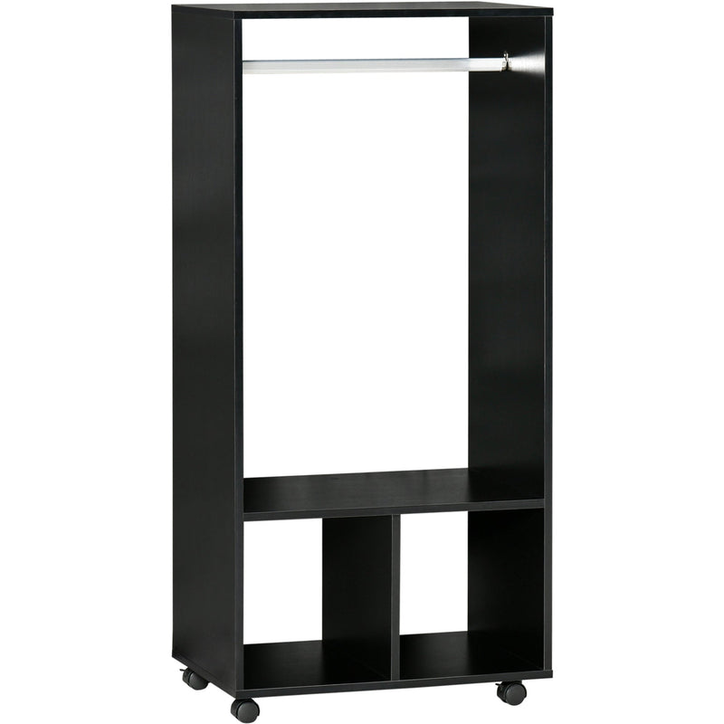 Rolling Open Wardrobe With Cube Storage, Black