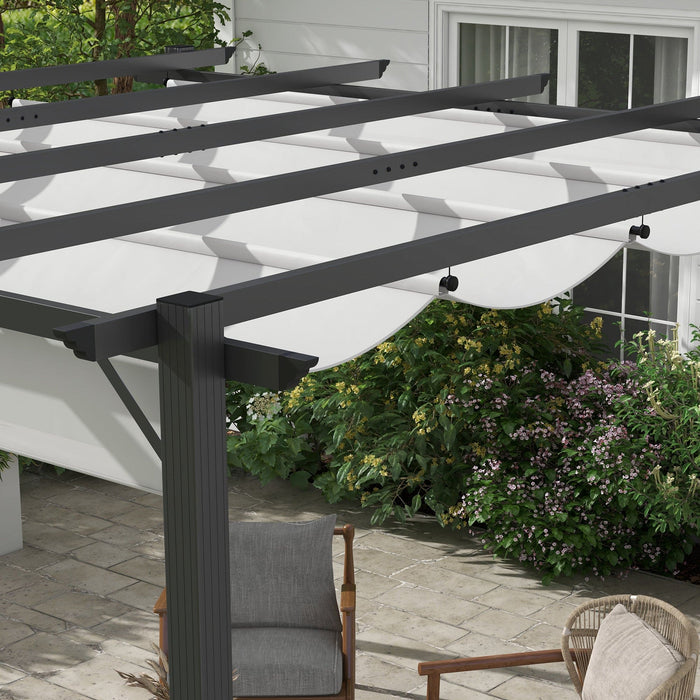 Modern Garden Pergola With Retractable Roof, 3x3m, Grey