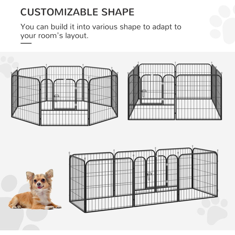 Heavy Duty Dog Play Pen, Foldable, Black Pawhut