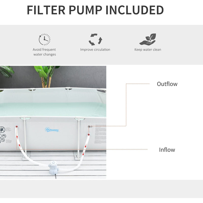 8ft Steel Frame Pool Set, Filter Pump, Rust Resistant Outsunny