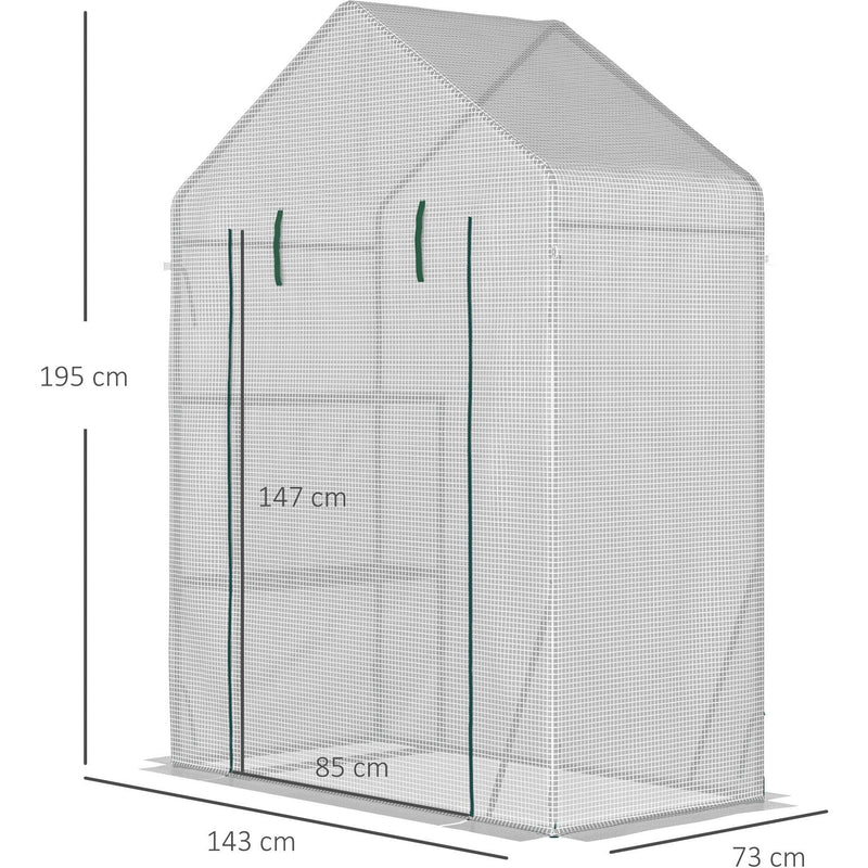 Portable Greenhouse, 2-Tier Shelf, Roll-Up Door, PE Cover