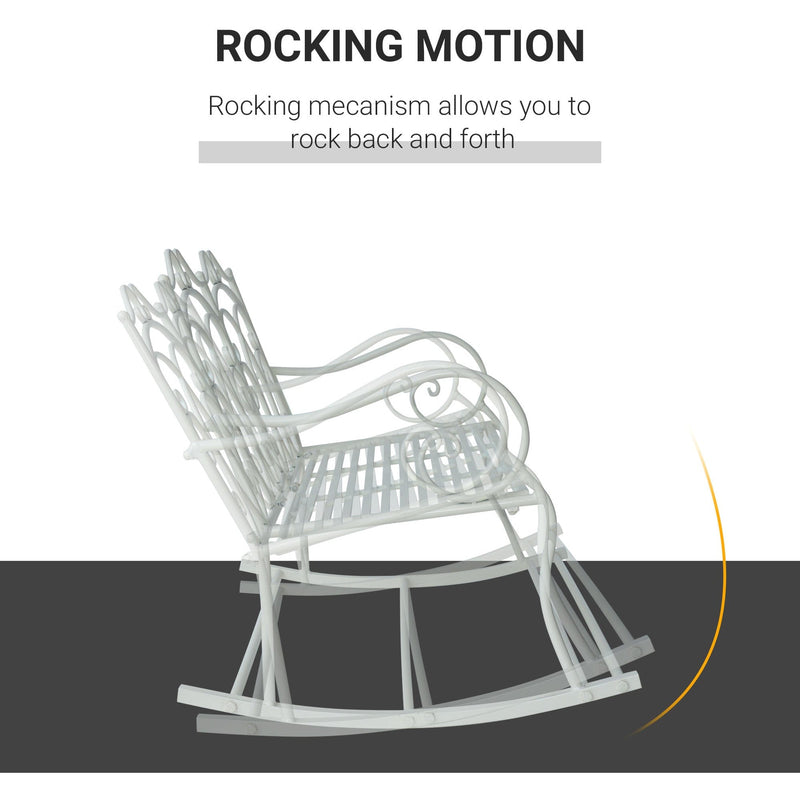 2 Seater Rocking Bench, White Steel