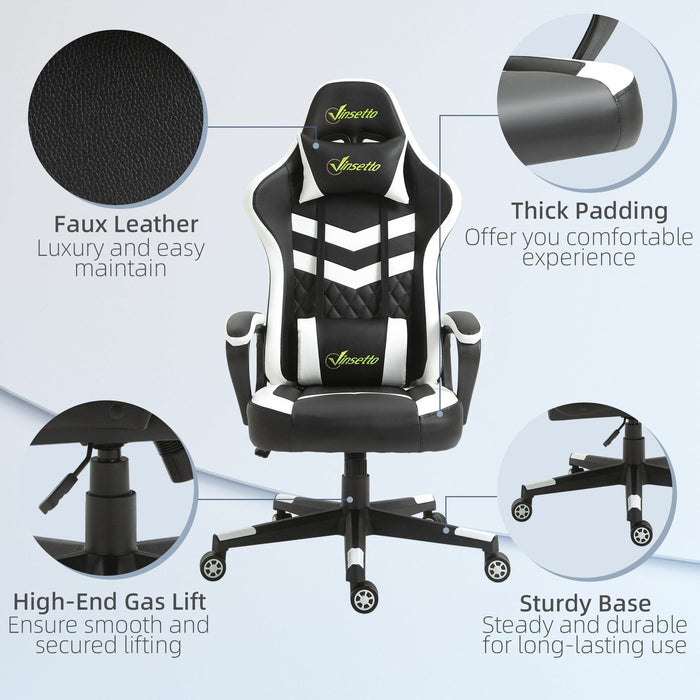 Racing Gaming Chair with Lumbar Support Black & White