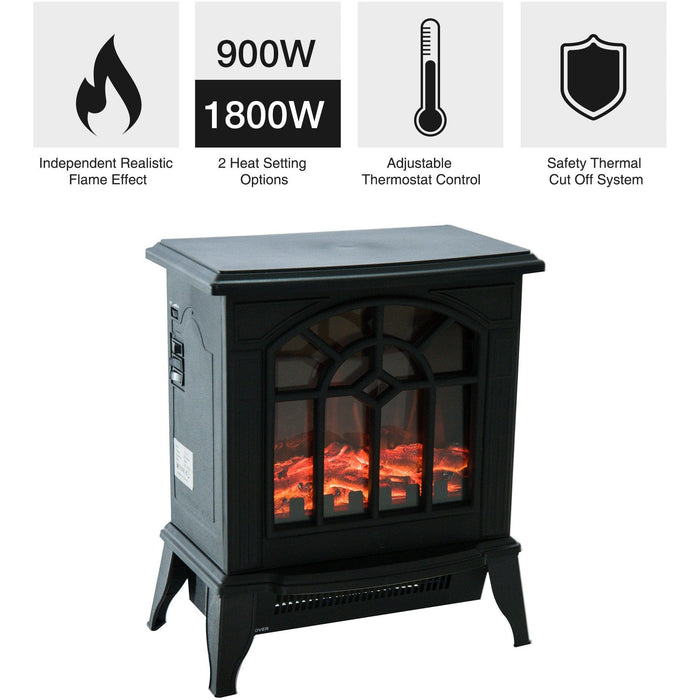 Freestanding Electric Heater, Flame Effect, 1000W/2000W