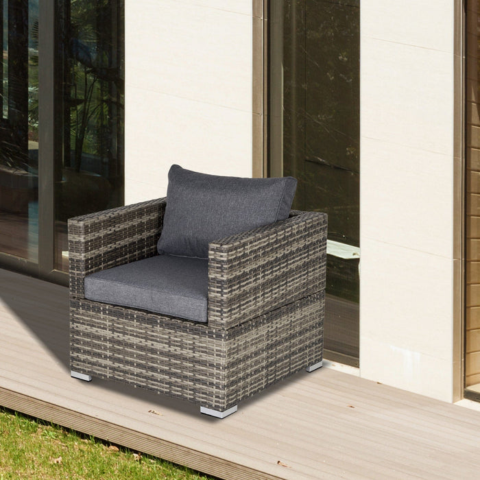 Single Rattan Sofa Chair with Padded Cushion for Outdoor