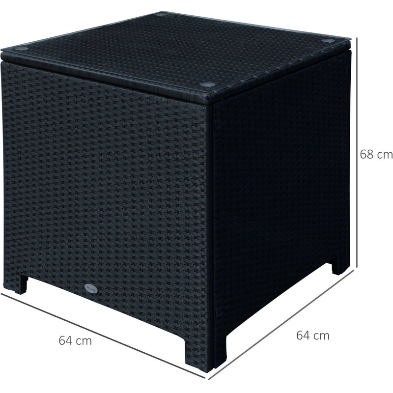 Stylish Rattan Side Table with Tempered Glass Top