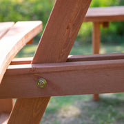 8 Seater Round Wooden Garden Tables With Benches Outsunny