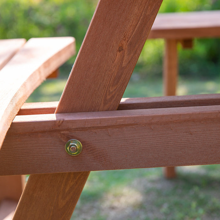 8 Seater Round Wooden Garden Tables With Benches