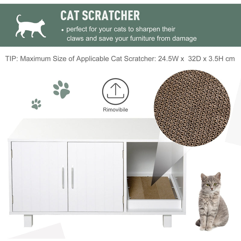 Nightstand Cat Litter Box Enclosure  - White