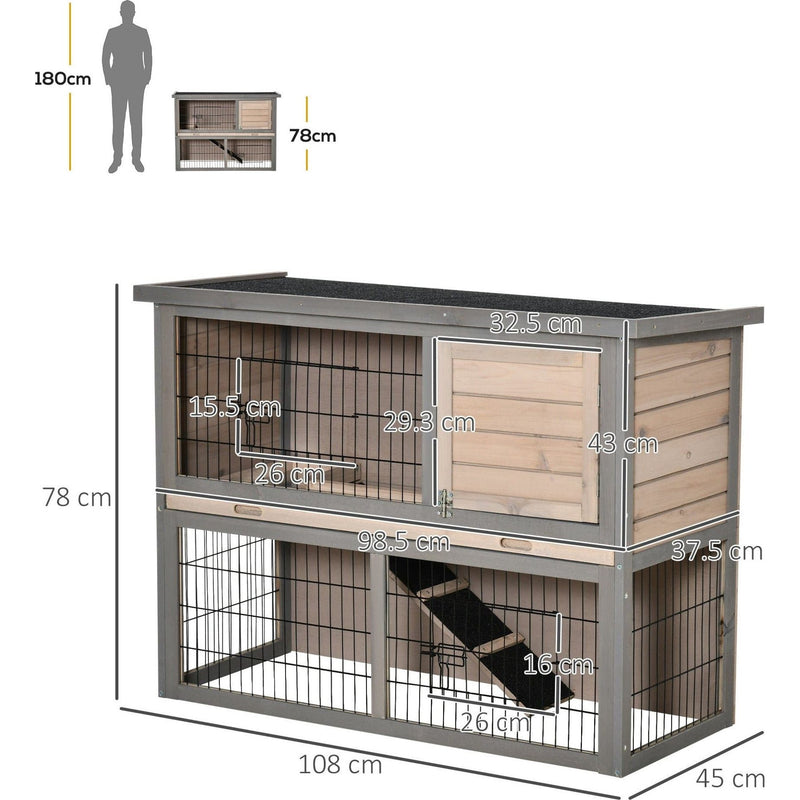 Outdoor Rabbit Hutch, Grey Pawhut