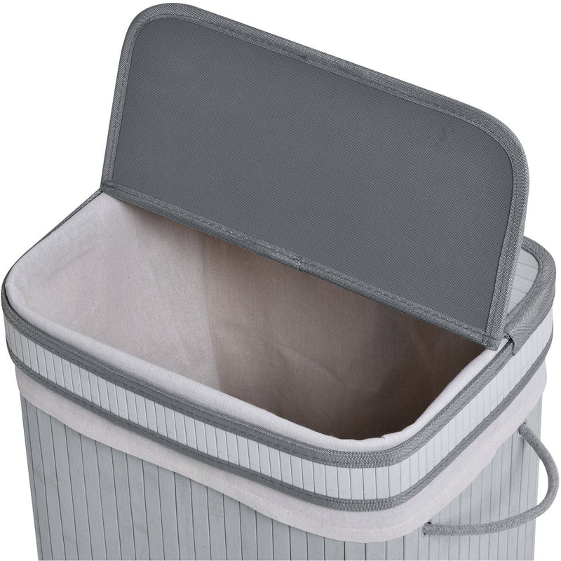 Foldable Laundry Basket, Grey Wood