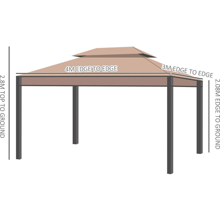 Metal Frame Gazebo With Sidewalls, 3x4m