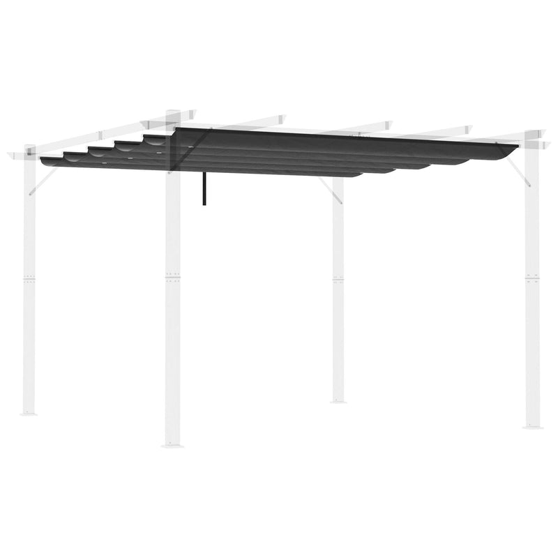 Outsunny Retractable Pergola Shade Cover, Replacement Canopy Fabric for 3 x 3 (m) Pergola, Gazebo Retractable Roof, Dark Grey