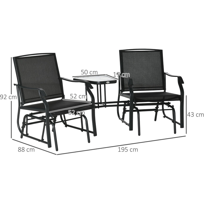 Bistro Set With Glider Chairs, Black