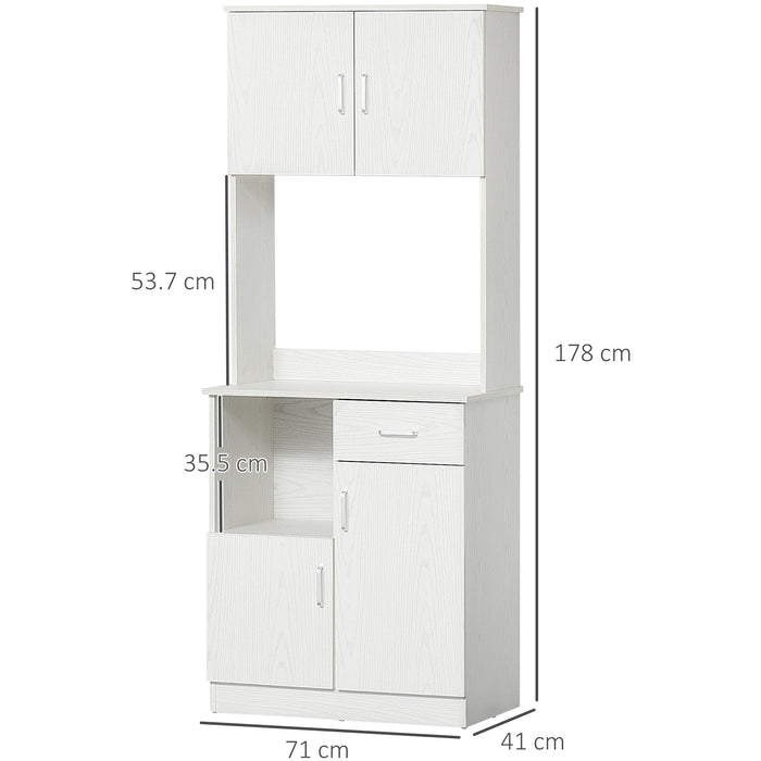 Freestanding Kitchen Cupboard, Microwave Counter, White