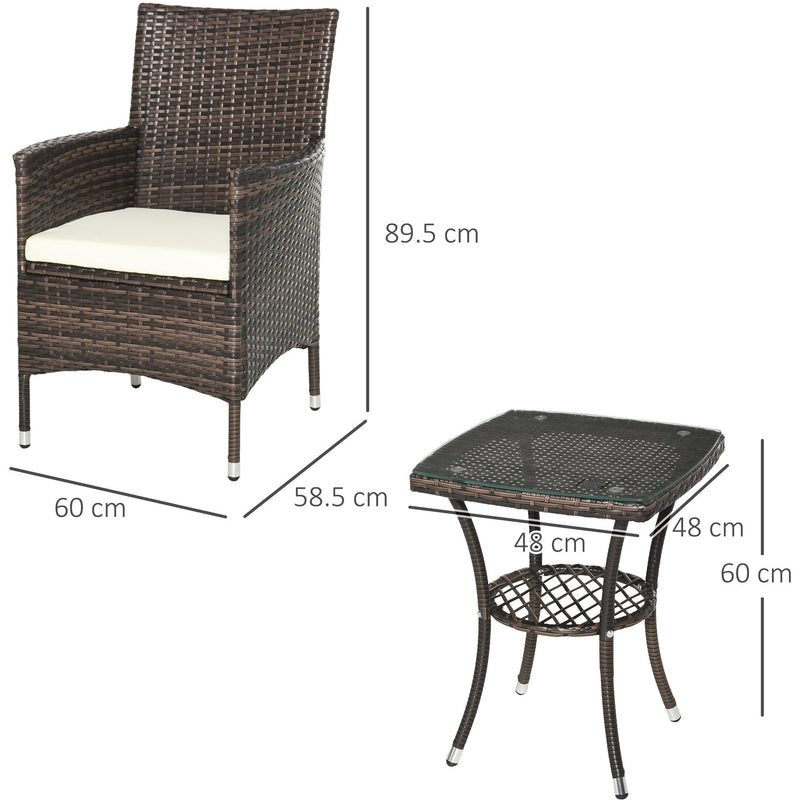 Stylish 3 Piece Rattan Bistro Set