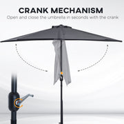 2.7m Half Parasol for Balcony - 5 Steel Ribs Outsunny