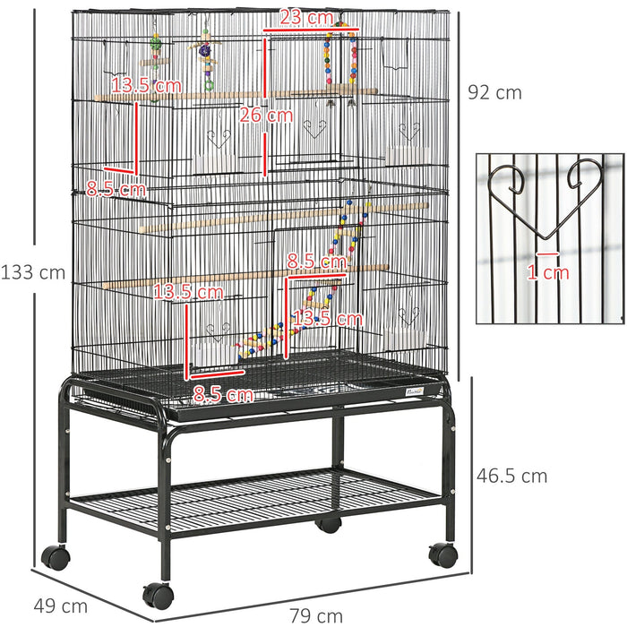 Bird Cage With Stand & Toys, Black