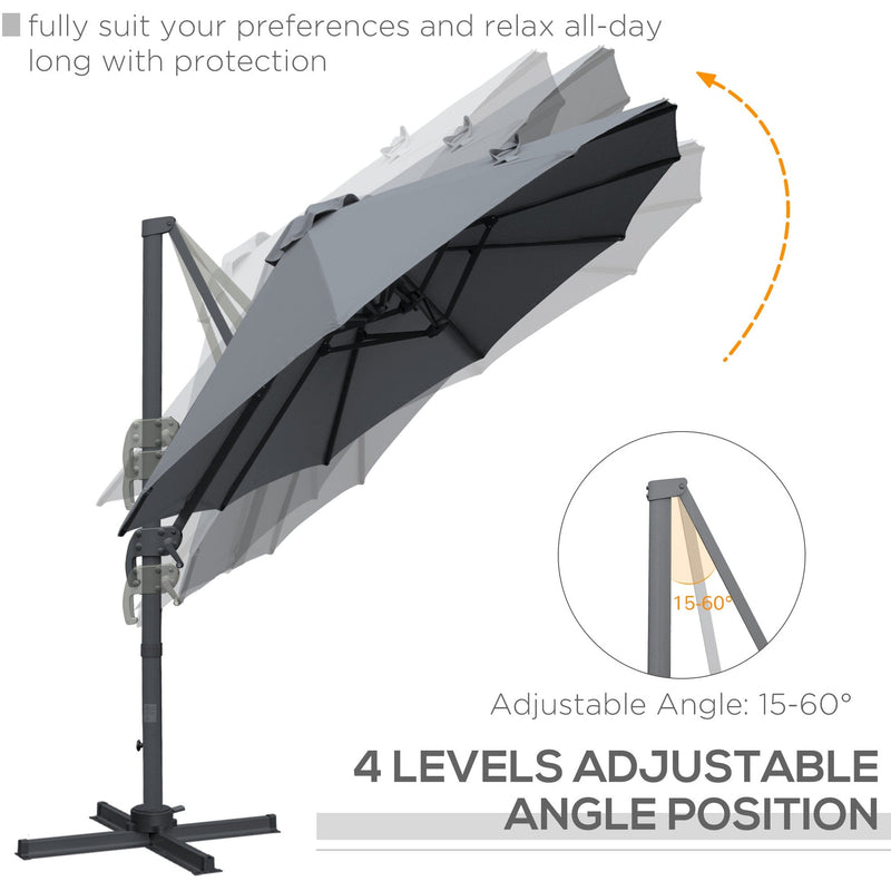 4.5m Roma Double Sided Cantilever Parasol With Cross Base