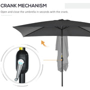 3x2m Stylish Patio Parasol Rectangular - Black Outsunny