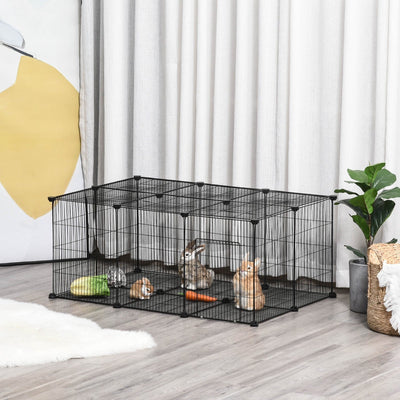 DIY Pet Play Pen, Metal Fence with Door, 22 Pieces Pawhut