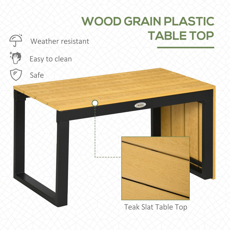 Dark Grey 3 Piece Patio Furniture Set with Wood Grain Table