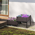 Set of 2 Plastic Raised Flower Beds, Self-Watering Outsunny