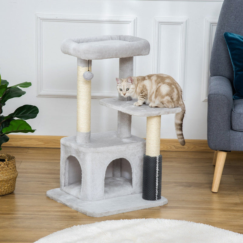 Cat Tree Tower, Sisal Post, Massage Toy, 48x48x80cm, Grey