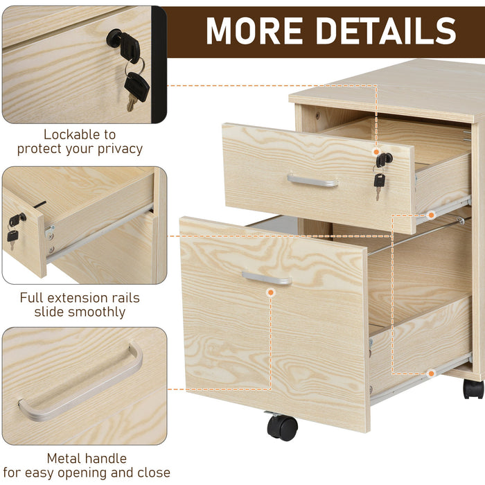 2-Drawer Locking Filing Cabinet, Oak