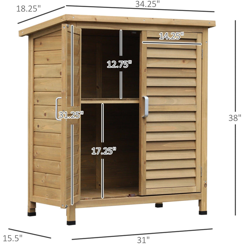 Small Outdoor Storage Cupboard - Solid Fir Wood - 87x46x96cm