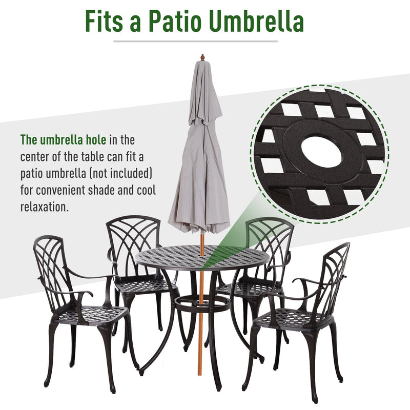 Cast Aluminium Table and Chairs, 4 Chairs, Round Table