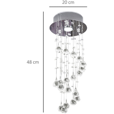Elegant Spiral Crystal Pendant Lamp, Silver Homcom