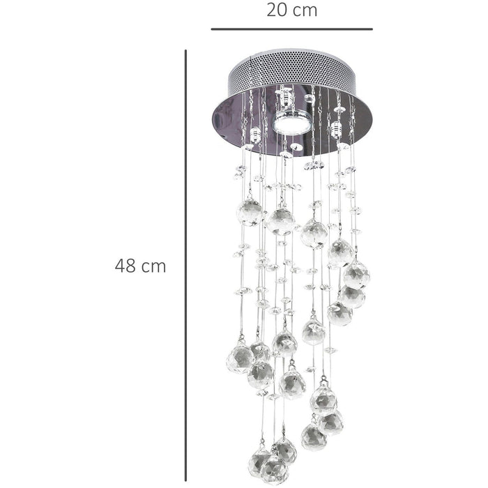 Elegant Spiral Crystal Pendant Lamp, Silver