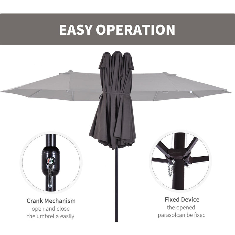 4.6m Double Sided Parasol, No Base, Beige Outsunny
