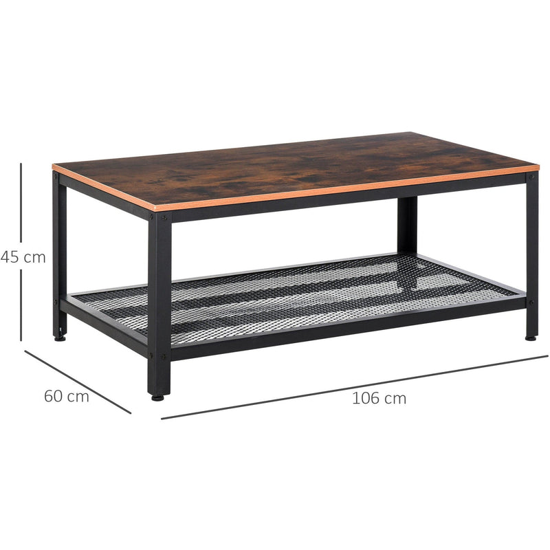 Industrial Coffee Table Storage Shelf Metal Frame