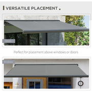 Outsunny Retractable Manual Awning Cassette Electric Motorised Door Window Patio Canopy Sun Shade w/ R/C & LED, 350 x 300cm, Grey Outsunny