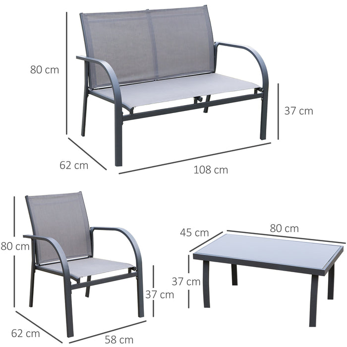 4Pc Garden Sofa and Table Set, Grey