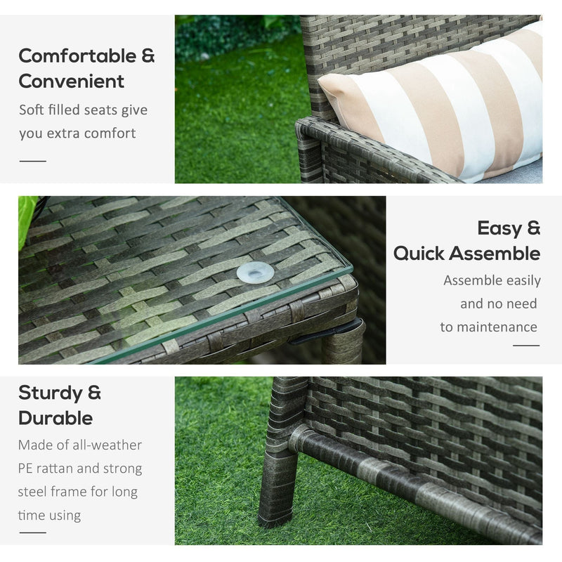 Rattan Garden Bistro Set With Comfy Armchairs